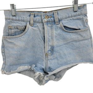John Galt Denim Shorts M White Wash High Rise Bootie Cut Off Frayed Raw Hem